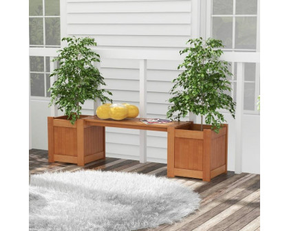 FaFurn - Garden Planter Flower Pot Stand with Garden Bench in Hardwood