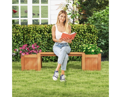 FaFurn - Garden Planter Flower Pot Stand with Garden Bench in Hardwood