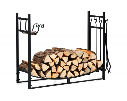 FaFurn - Indoor/Outdoor Heavy Duty Steel Firewood Storage with Kindling Holders, Shovel