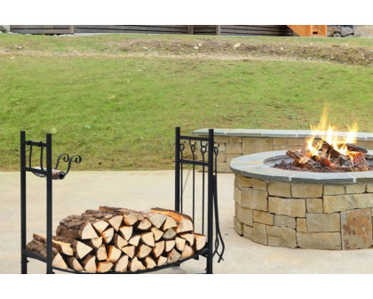 FaFurn - Indoor/Outdoor Heavy Duty Steel Firewood Storage with Kindling Holders, Shovel