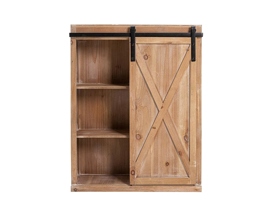 FaFurn Farmhouse Wall Mounted 1 Door Sliding Barn Style Bathroom Cabinet & Shelves