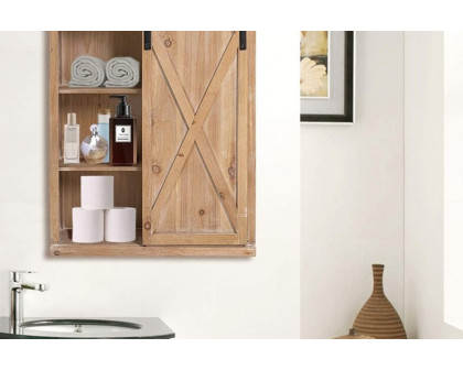 FaFurn Farmhouse Wall Mounted 1 Door Sliding Barn Style Bathroom Cabinet & Shelves