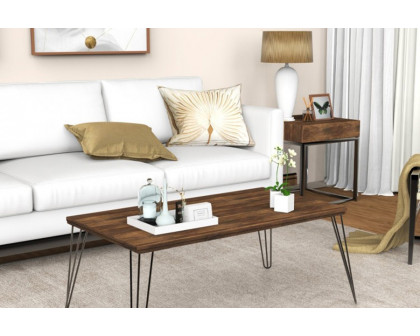 FaFurn - Rustic Farmhouse Wooden Coffee Table with Modern Metal Legs