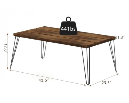 FaFurn - Rustic Farmhouse Wooden Coffee Table with Modern Metal Legs