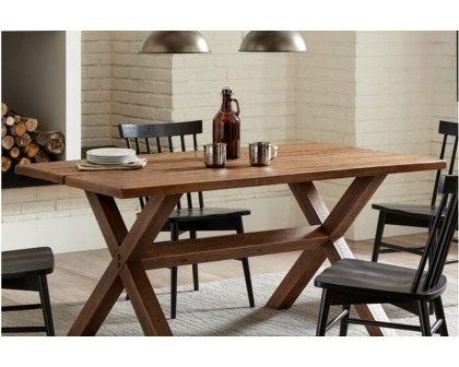 FaFurn - Farmhouse Walnut Solid Wood Dining Trestle Table