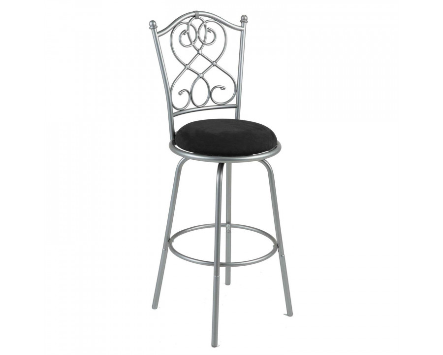 FaFurn - Swivel Barstool with Microfiber Swivel Seat in Brushed Silver