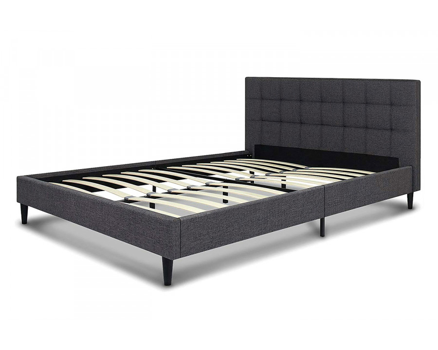 FaFurn - Full Size Gray Mid-Century Modern Upholstered Platform Bed Frame with Headboard