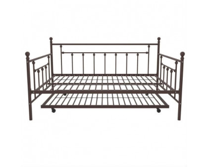 FaFurn - Full Size Daybed with Twin Roll-out Trundle Bed in Bronze