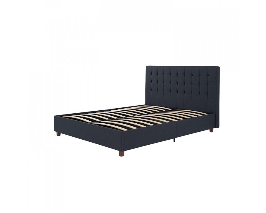 FaFurn - Full Size Platform Bed Frame with Headboard in Blue