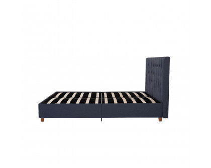 FaFurn - Full Size Platform Bed Frame with Headboard in Blue