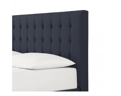 FaFurn - Full Size Platform Bed Frame with Headboard in Blue