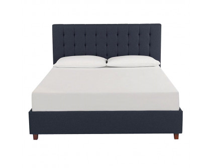 FaFurn - Full Size Platform Bed Frame with Headboard in Blue