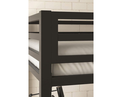 FaFurn Twin Over Full Modern Metal Bunk Bed Frame with Ladder - Matte Black