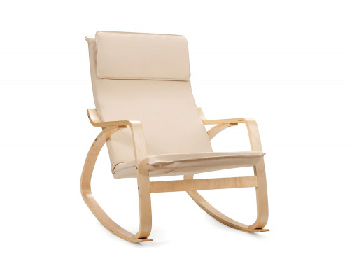 FaFurn - Farmhouse Beige/Natural Linen Upholstered Rocking Chair