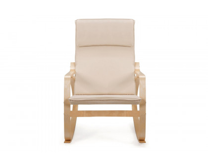 FaFurn Farmhouse Beige/Natural Linen Upholstered Rocking Chair