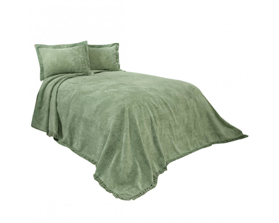 FaFurn Full Size Bedspread with Fringe Edge - Sage Green, Cotton