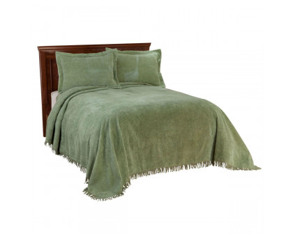 FaFurn Full Size Bedspread with Fringe Edge - Sage Green, Cotton