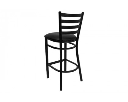 FaFurn - Black Metal Ladder-Back Restaurant Style Bar Stool