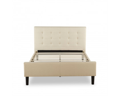 FaFurn - Full Size Bed Frame with Button Tufted Headboard/Footboard in Taupe