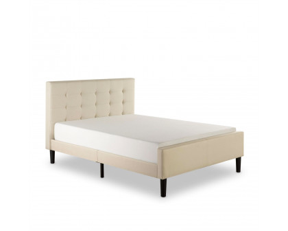 FaFurn - Full Size Bed Frame with Button Tufted Headboard/Footboard in Taupe