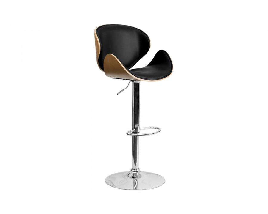 FaFurn - Modern Adjustable Height Barstool with Curved Black Vinyl Seat & Back