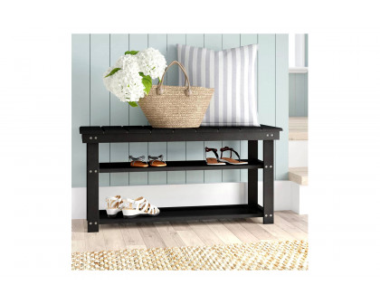 FaFurn - Wooden 2-Shelf Shoe Rack Storage Bench