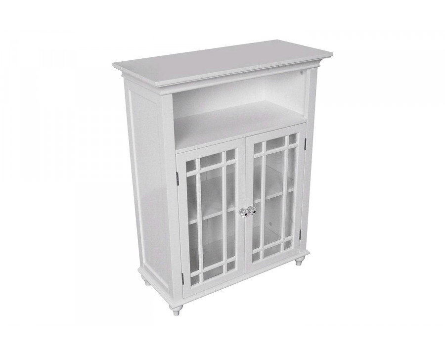 FaFurn - Classic White Wood 2-Door Bathroom Floor Cabinet with Glass Paneled Doors