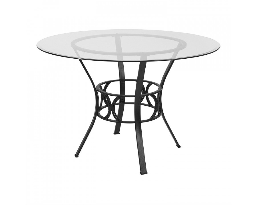 FaFurn - Contemporary 45" Dining Table with Black Metal Frame in Glass