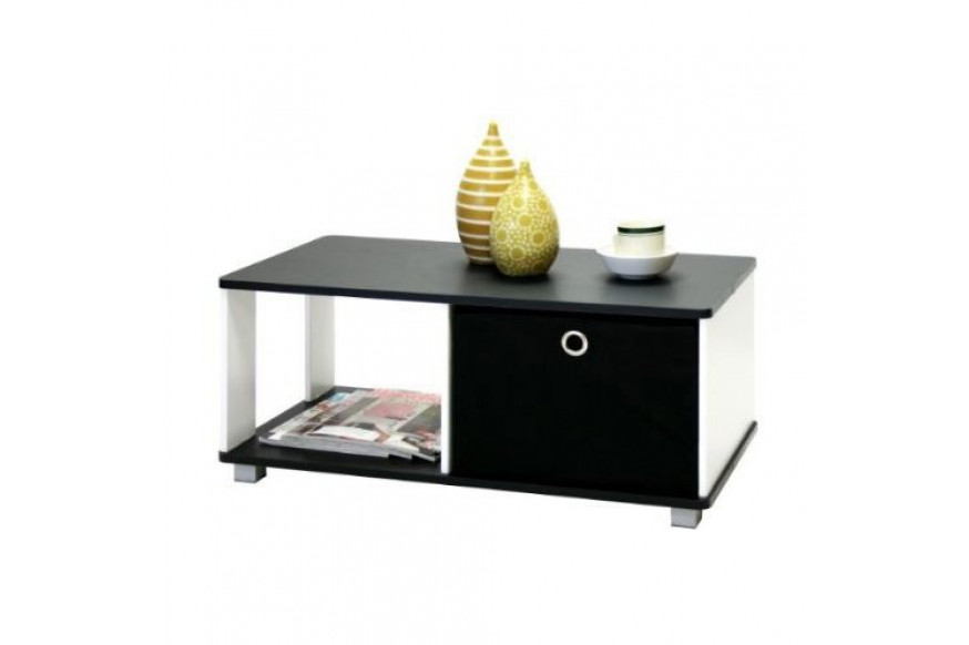 FaFurn™ Coffee Table with Bin Drawer - Black/White