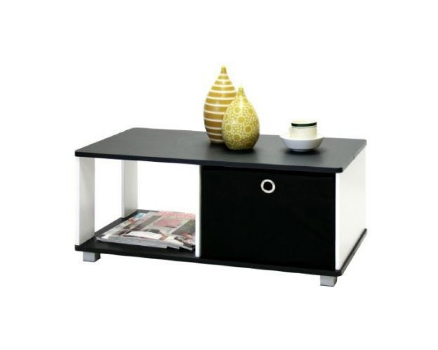 FaFurn Coffee Table with Bin Drawer - Black/White