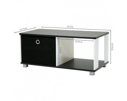 FaFurn™ Coffee Table with Bin Drawer - Black/White