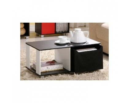 FaFurn™ Coffee Table with Bin Drawer - Black/White