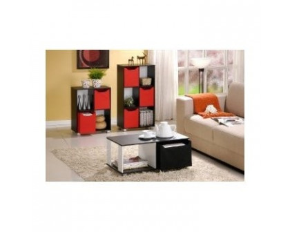 FaFurn™ Coffee Table with Bin Drawer - Black/White