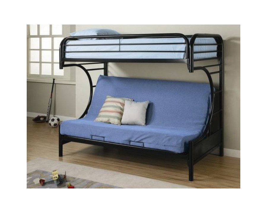 FaFurn - Full Size Bunk Bed with Built-in Ladder in Black, Metal