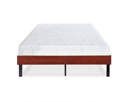 FaFurn Full Size Platform Bed Frame with Cherry Finish Wood Sides - Cherry, Metal