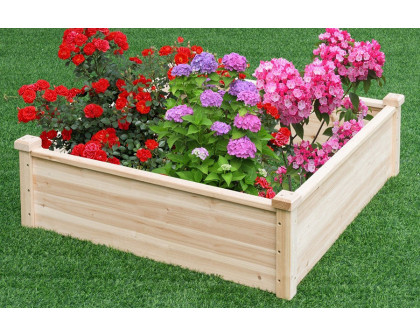 FaFurn - Solid Fir Wood 3.3 Ft X 3.3 Ft Raised Garden Bed Planter Box