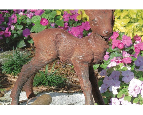 FaFurn - Baby Deer Fawn Brown Metal Outdoor Garden Statue