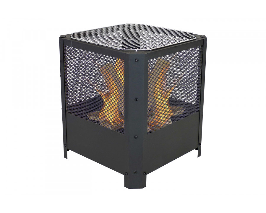 FaFurn - 16 Inch Small Grelha Square Outdoor Fire Pit with Grilling Grate