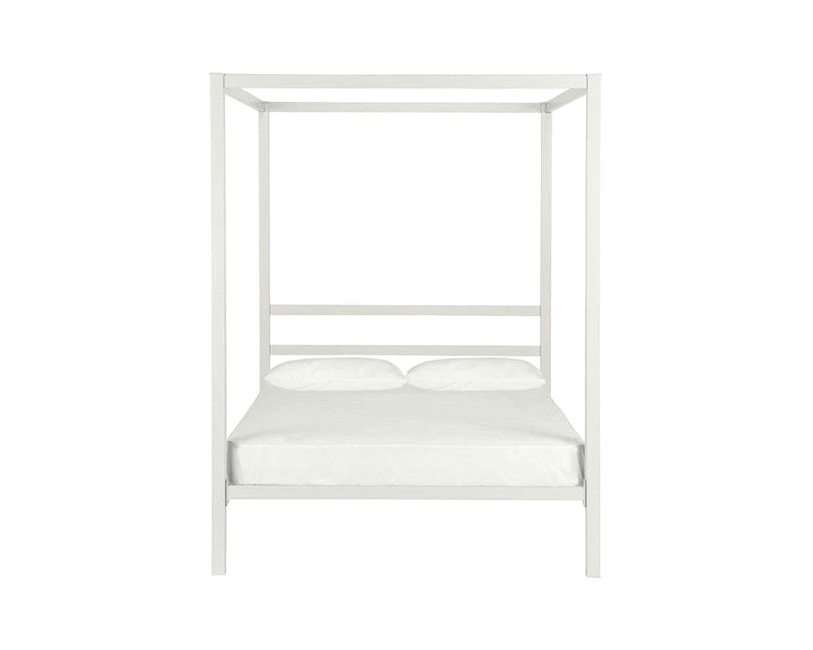 FaFurn - Full Size Modern White Metal Canopy Bed Frame