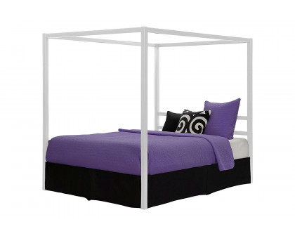 FaFurn - Full Size Modern White Metal Canopy Bed Frame