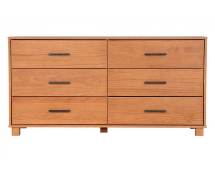 FaFurn Modern Farmhouse Solid 6 Drawers Double Dresser - Light Brown, Wood