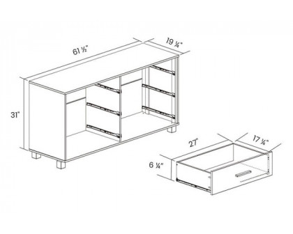 FaFurn Modern Farmhouse Solid 6 Drawers Double Dresser - Light Brown, Wood