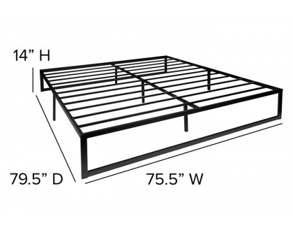 FaFurn King Size Platform Bed - Black, Metal