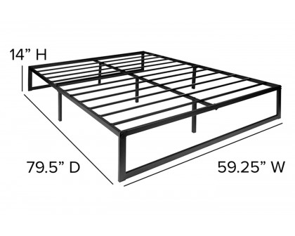 FaFurn Queen Size Platform Bed - Black, Metal