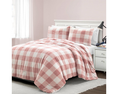 FaFurn Full/Queen Size Comforter Set - Pink Blush, Soft Sherpa Faux Fur