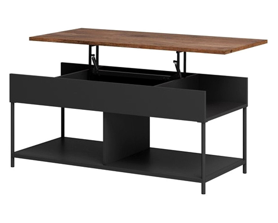 FaFurn - Farmhouse Black Metal Wood Lift-Top Multi Purpose Coffee Table