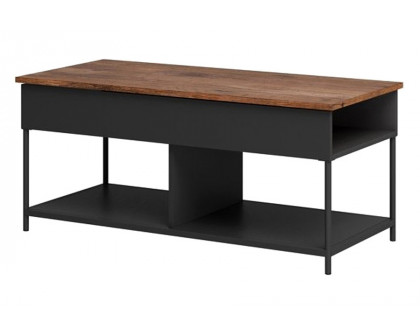 FaFurn - Farmhouse Black Metal Wood Lift-Top Multi Purpose Coffee Table