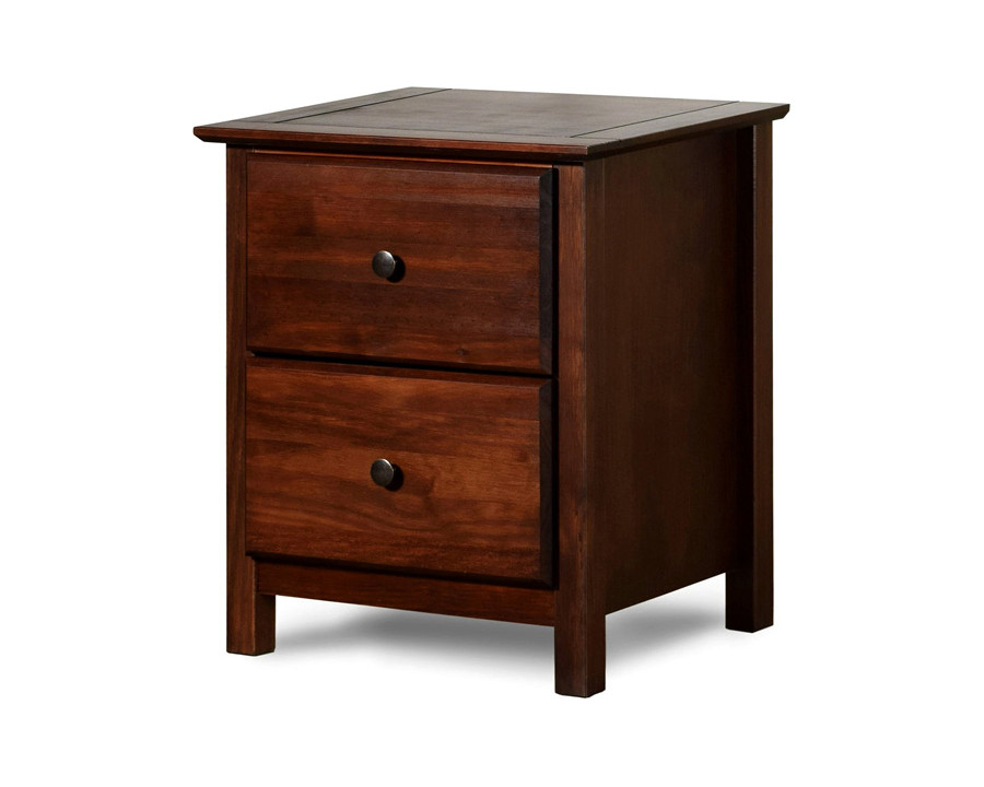 FaFurn Farmhouse Solid Pine Wood 2 Drawer Nightstand - Cherry