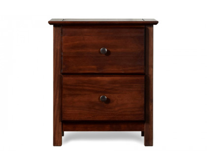 FaFurn Farmhouse Solid Pine Wood 2 Drawer Nightstand - Cherry