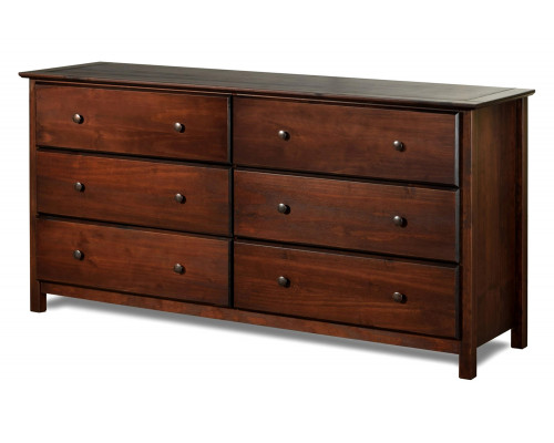 FaFurn Farmhouse Solid Pine Wood 6 Drawer Dresser - Cherry